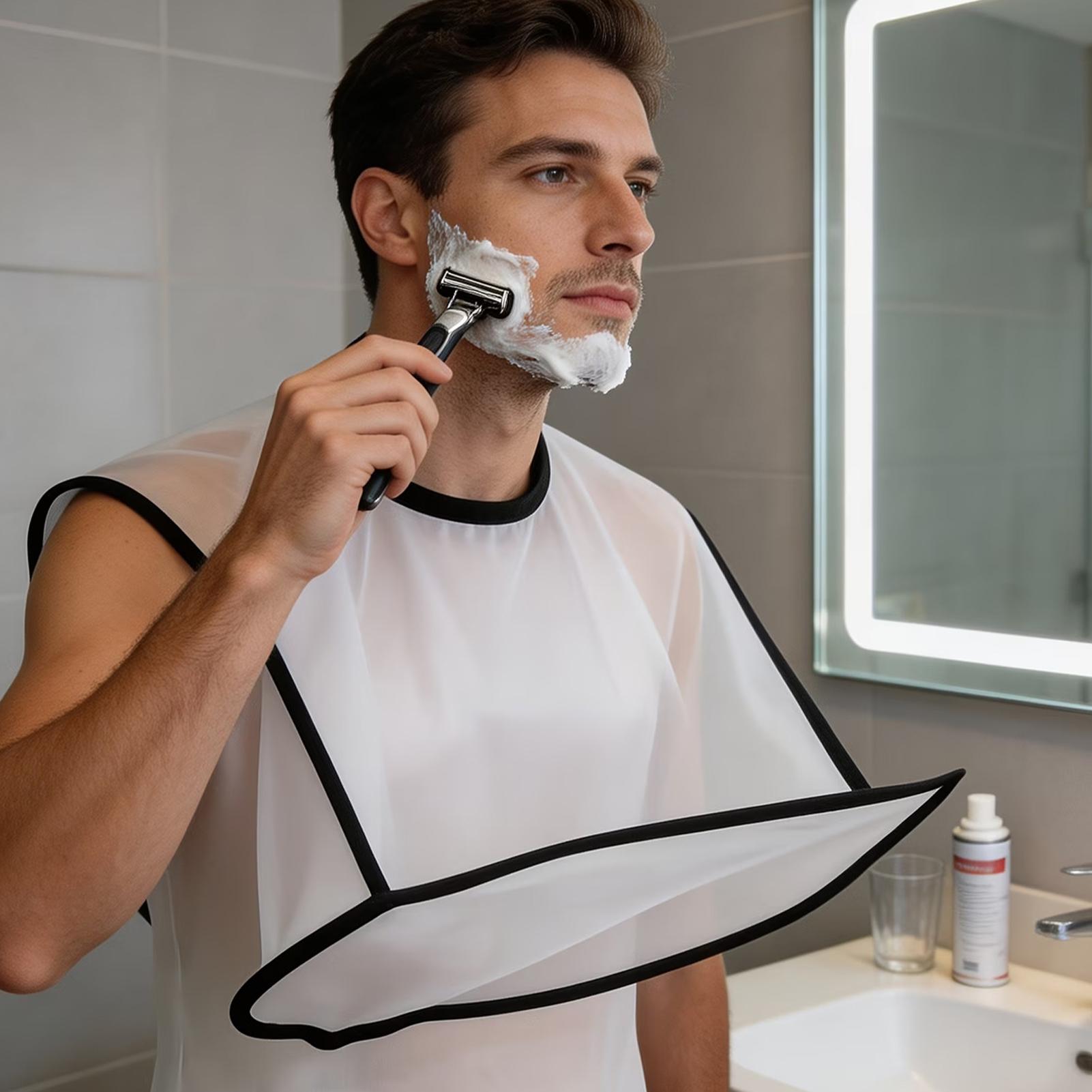 Men Grooming Home - ผ้ากันเปื้อนสำหรับโกนหนวดแบบพับได้ สำหรับตัดแต่งหนวดเครา ใช้สำหรับจับเศษผม เหมาะสำหรับผู้ชาย ใช้ได้ทั้งที่บ้าน ร้านเสริมสวย