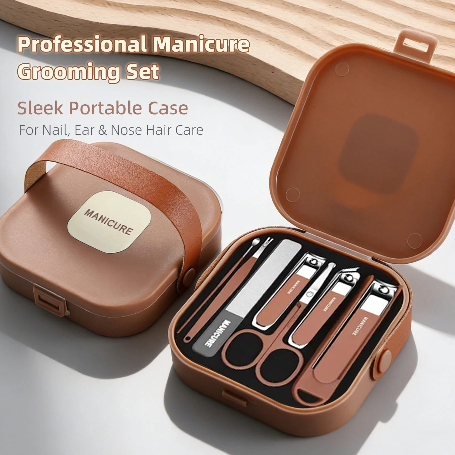 Mens Grooming Travel Kit - ชุดดูแลเล็บป้องกันการกระเด็น ชุดทำเล็บมือ กรรไกรตัดเล็บสแตนเลส ตะไบขัดเงา อุปกรณ์ดูแลเล็บ พร้อมกระเป๋าเดินทาง
