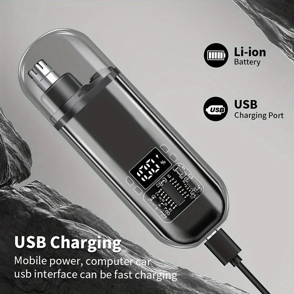 Men Grooming Home - เครื่องตัดขนจมูกและขนหูสำหรับผู้ชาย ชาร์จเร็วด้วย USB ขนาดกะทัดรัด พกพาสะดวก เครื่องมือดูแลความสะอาดส่วนตัวแบบไฟฟ้าขนาดเล็ก